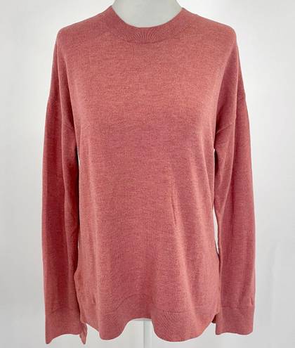 Lou & grey High Low Hem Crewneck Sweater Long Sleeve Pullover Pink Size Medium