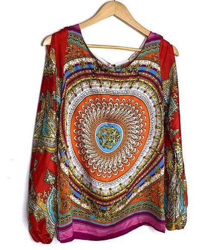 Arden B Women's  Open Sleeve Colorful Keyhole Back Blouse Small ~