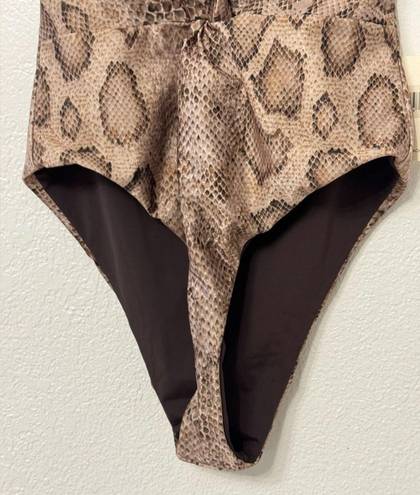 Mara Hoffman Gabriela Sand Multi One Piece Swimsuit Snake Print  Sz L SPF 50