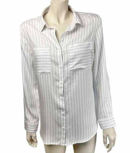 Beach Lunch Lounge‎ Tan and White Striped Button front Blouse