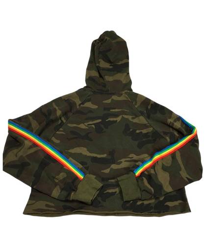 Sugar and L!ps Crop Camo Rainbow Sleeve Hoodie