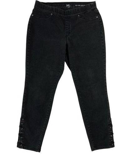 New Direction  14R Tie Bottom Black Pull On Skinny Jeans