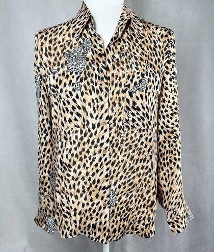 L'AGENCE L’AGENCE Cheetah Print Long Sleeve Silk Top Size XS