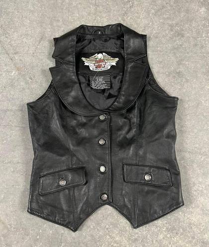 Harley Davidson  Studded Swarovski Crystals Leather Vest Top