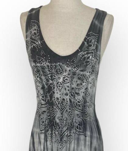 Vocal  rhinestone hi low dress, ladies small gray tie dye graphic tank dress