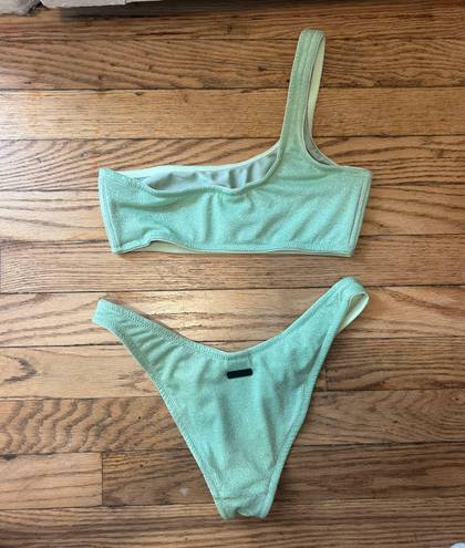 Triangl One Shoulder Bikini Melrose Green Sparkle