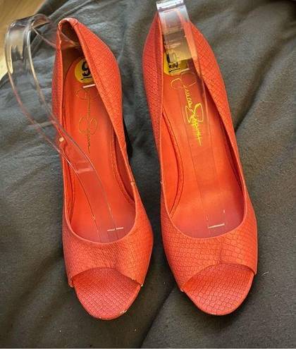 Jessica Simpson  Peach pink Leather Wedges size 9