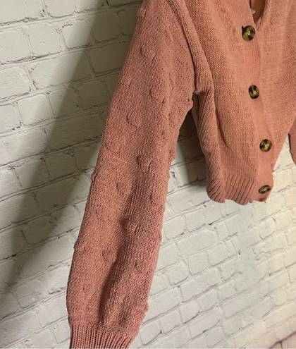 The Moon  and Madison muted pink v neck relaxed textured ladies cardigan size XS