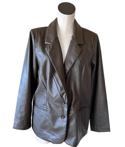 BCBGeneration NWT  Faux Leather Boyfriend Blazer In Dark Olive