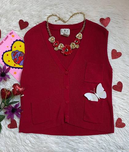 INC Vintage  petite red three pocket vest