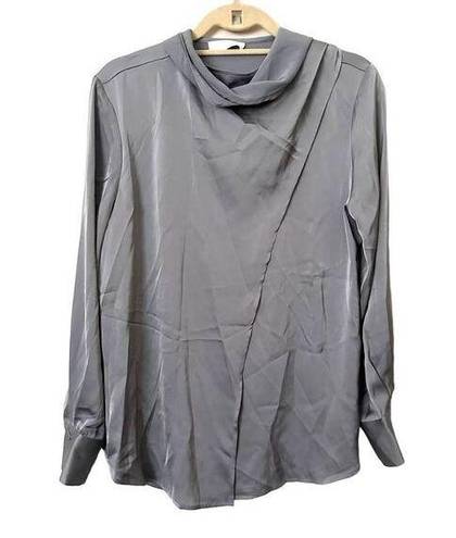 Oak + Fort  Satin‎ Drape Front Blouse Tie Neck NWT Sz L