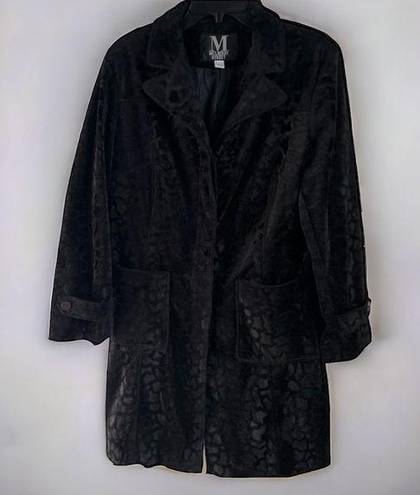 Mulberry Vintage  Street Black Coat Soft Giraffe Print Button Front Jacket Size M