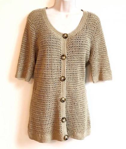 Michael Kors  all seasons gold open knit button down ca…