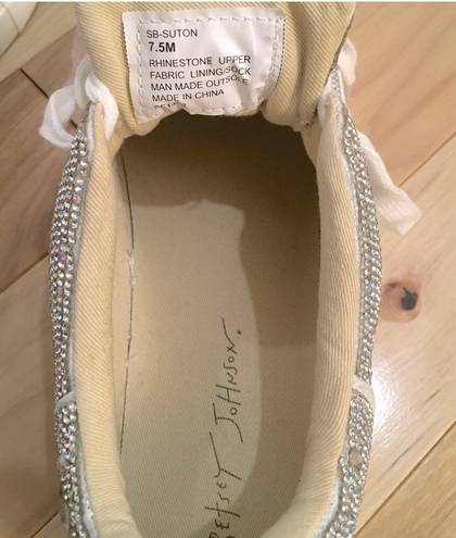 Betsey Johnson Suton Silver Rhinestone Platform Sneakers size 7.5