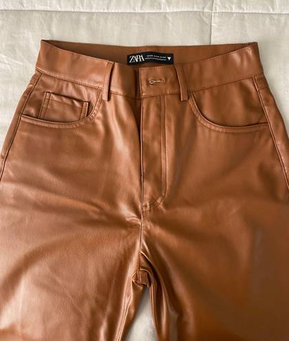 ZARA Faux Leather Pants Brown Size 25