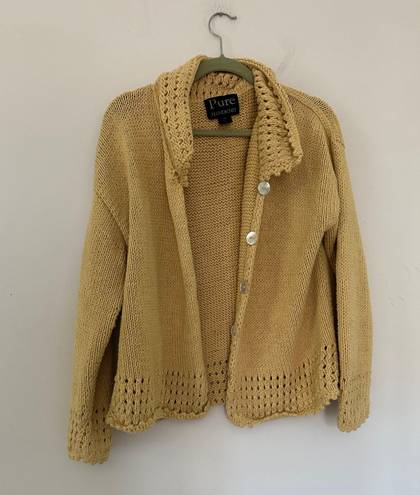 Knit Crochet Jacket Tan Size L