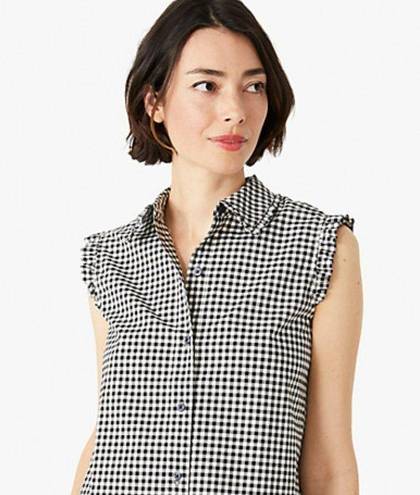 Kate Spade NWT  Mini gingham sleeveless top , Black and white