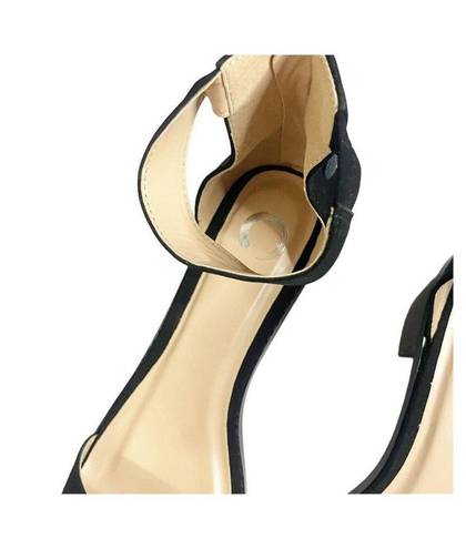 Krass&co Brinley  Womens Ankle Strap Sandals Black Suede Block Heel Size 9 M US