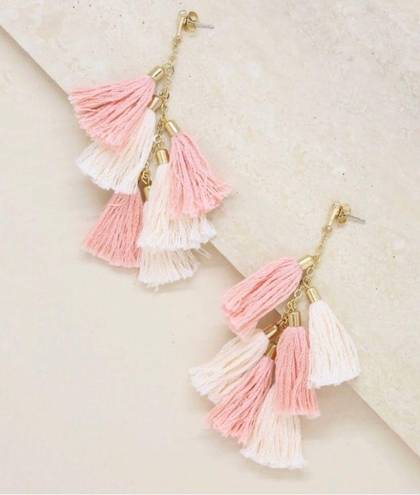 Ettika  Pink Daydreamer Tassel 18k Gold Plated Earrings