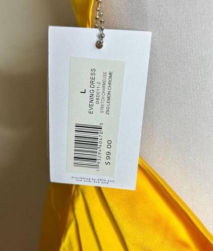 Danielle Bernstein NWT We Wore What  Slip Evening Dress LARGE Satin Lemon Chrome