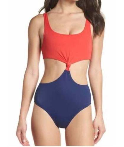 Solid & Striped  Bailey Cut Out Red Blue One Piece Swimsuit size large