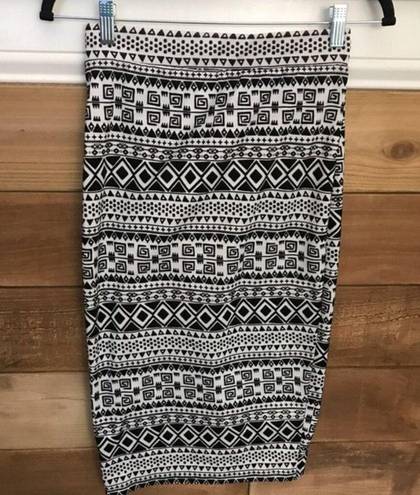 Iris  Tribal Print Black White Bodycon Pencil Skirt