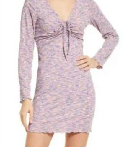 l*space Lisa Says Gah Lotta Long Sleeve Ribbed  Dye Minidress Size Small NWT