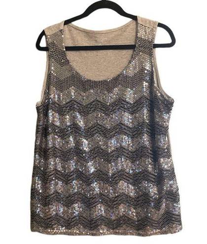 Coldwater Creek  Grey Sequin Tank Top Size XL