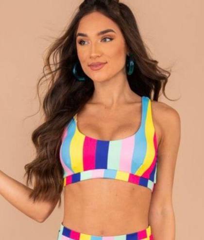 Mint Julep Beachy Babe Blue Striped Bikini Top