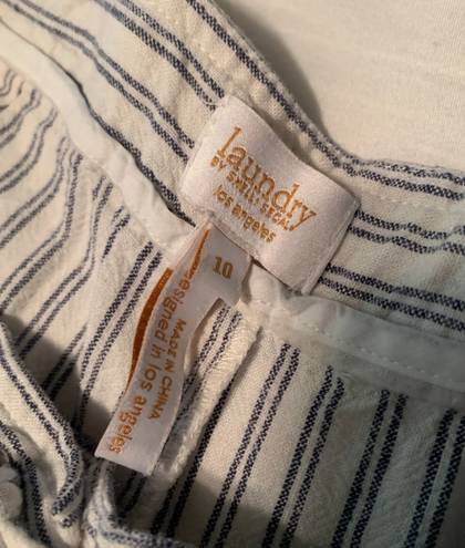 Laundry by Shelli Segal Linen Blue Striped Pants