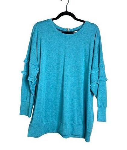 Matilda Jane  Our Song Blue Gold Fleck Longline Ruffle Sweatshirt Medium