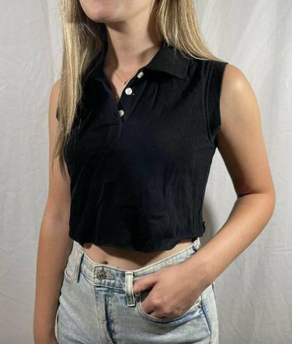 SEEK the Label NWT  Black Polo Sleeveless Crop Top