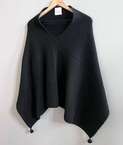 Pamella Roland 100% Cashmere Sweater Poncho Made in Italy Luxury Designer OS Black Size M