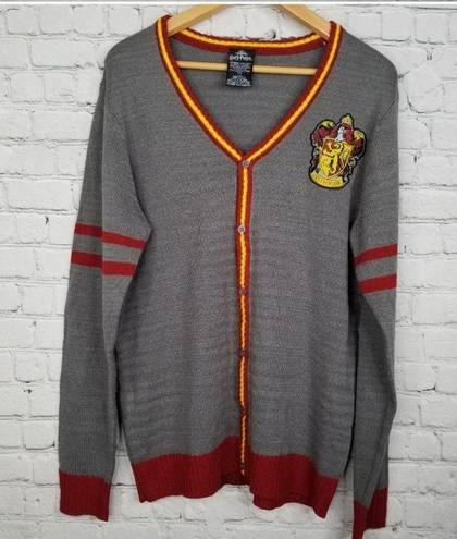 Harry Potter Wizarding World Gryffindor  Cardigan LARGE Sweater Button Down Gray