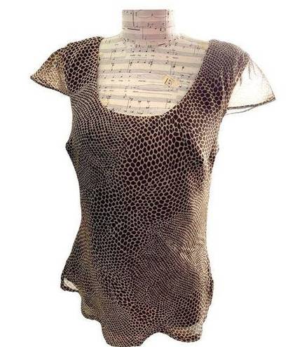 Donna Morgan  Petites 100% Silk Wild Brown Animal Print Top size 4