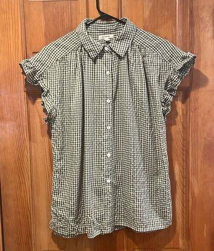 Max Studio  women’s ruff cap sleeve button down shirt size large .