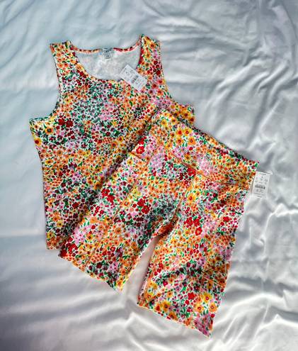 J.Crew  Biker Shorts And Tank Top Set Cute Floral Athletic Wear 