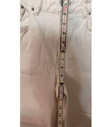 & Denim Women's High Waist Raw Cut Wide Leg Crop Pants White Light Wash Size 31