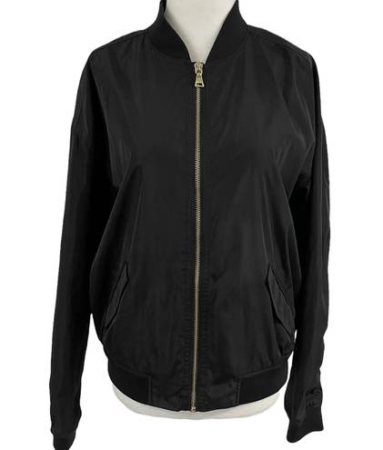 EXPRESS Ruched Back Full Zip Bomber Jacket Black