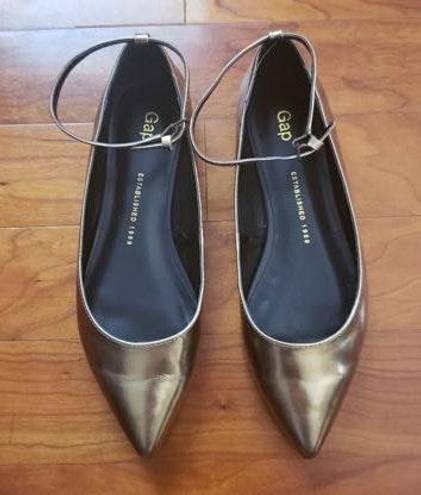 Gap Gold Pointed Toe Ankle Strap Flats