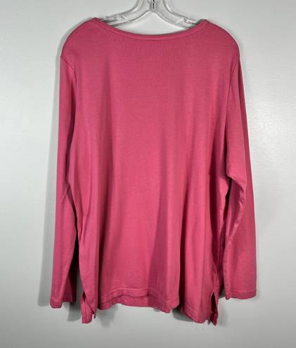 White Stag Women’s Plus Size Embellished Long Sleeve V-Neck Top 2X (18W/20W)