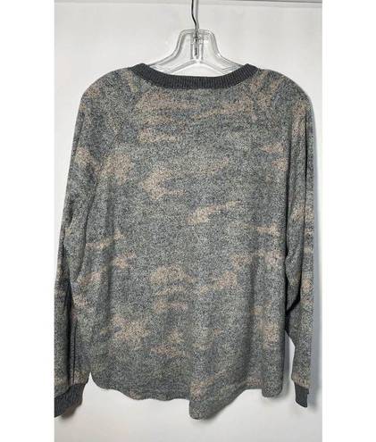 Vintage Havana  Camouflage Long Sleeve V-Neck Pullover Sweater Camouflage Small