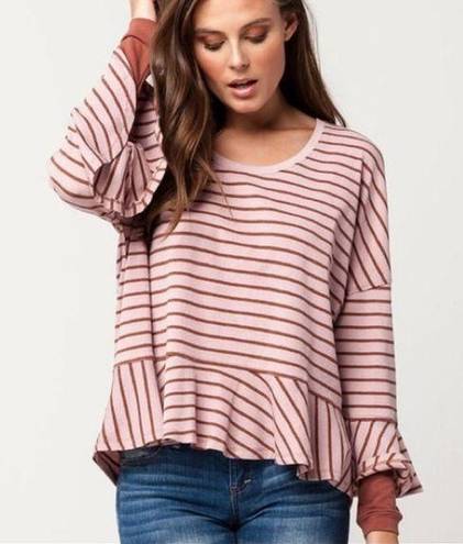 We The Free  Round About Striped Peplum Top Small