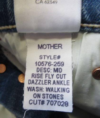 NWT Mother Mid Rise Fly Cut Dazzler Ankle in Walking On Stones Ankle Jeans 28