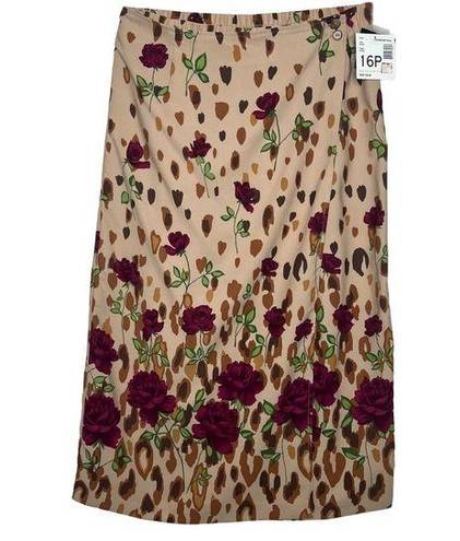 Sag Harbor  Vintage Y2K Size Large Rose Print Deadstock Faux Wrap Midi Skirt