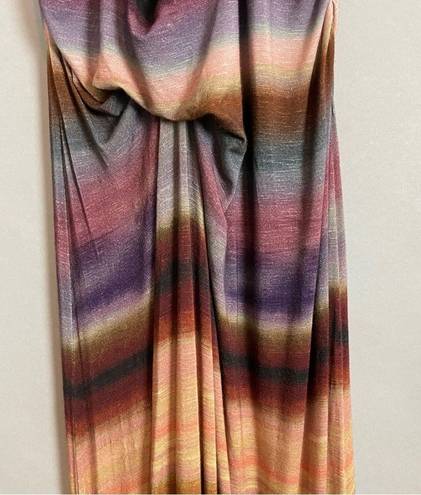 Young Fabulous and Broke  Maxi Dress Striped Tie-dye Racerback‎ Ruched Large Summer