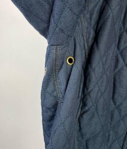 L.L.Bean  Quilted Chambray Equestrian Riding Field Jacket Barn Blue Womens S