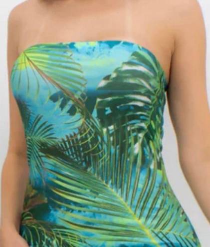 One Piece Palm Tree Strapless  Body Con Jumper