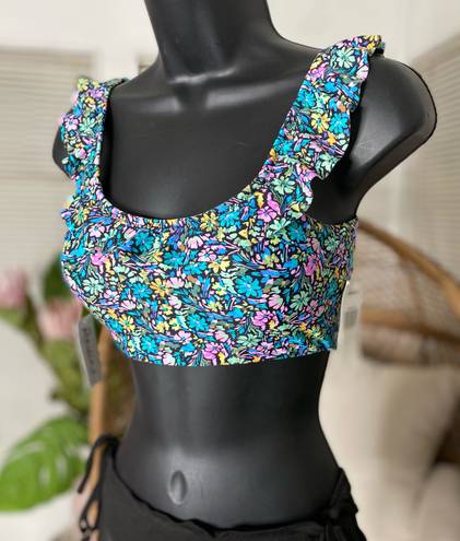 Raisin's  Ruffle Floral Bikini Top Size Small