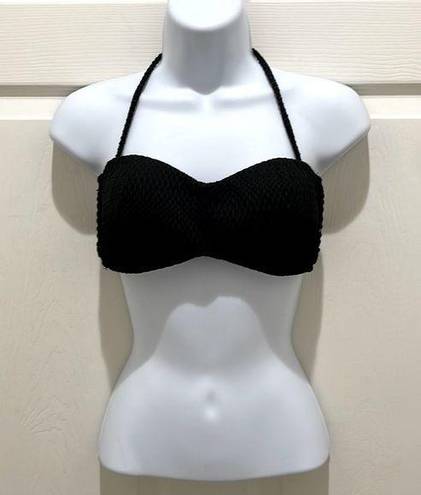 Robin Piccone  Black Halter Crochet Bikini Top